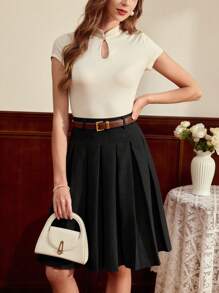 Vintamour Retro Elegant Women Skirt, Tailored Pleated Summer/Spring Skirt Business Casual Woman Office Festival 1960s Mother Day Vacation Office Festival Teacher