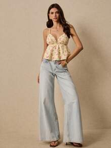 Poéselle Women's Holiday Casual Ditsy Floral Print Halter Neck Backless Top - Multicolor - View 6