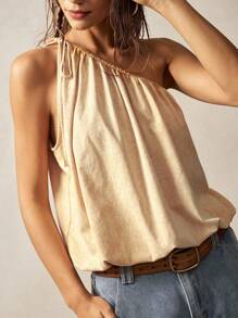 Bohemela Áo len một bên vai rộng màu trơn cho nữ - Màu vàng - Xem 1