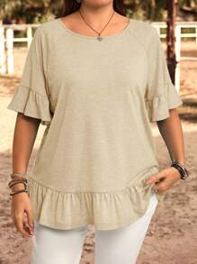 EMERY ROSE Áo thun tay ngắn màu trơn cỡ lớn, thoải mái và thời trang cho trang phục hàng ngày, mùa hè, kỳ nghỉ - Màu vàng - Xem 4