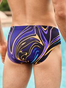 Manfinity VCAY Men's Slim Fit Casual Printed Knit Swim Trunks, Suitable For Summer - Multicolor - View 2