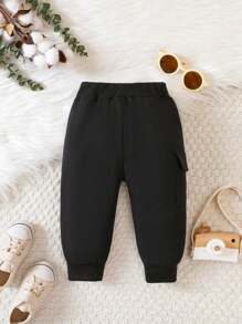 SHEIN Playful Pals Baby Boys' Sporty & Casual Simple Cargo Style Pants With Pockets