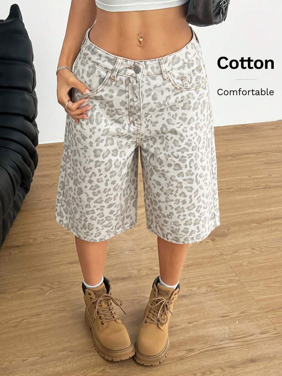 Muchica Cowboy For Women Summer Country Concert Leopard Print Shorts - Multicolor - View 1