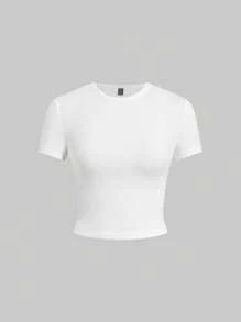 SHEIN EZwear 5件纯色修身短袖基本款T恤 - 綠色 - 查看 14