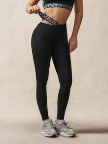 VARSITIE Minimalist Sports Leggings, Suitable For Summer - Black - View 8