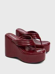 Sugerpunk 女士黑色铆钉坡跟厚底凉鞋