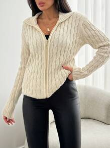 EURMUSE 带连帽细节和特殊图案的开衫 + 350 - 米色 - 查看 4