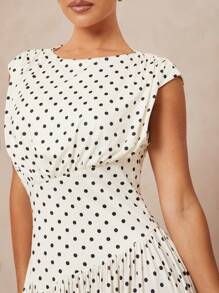 Lumalex Đầm Maxi Dài Không Tay Cổ Tròn In Chấm Bi Có Thắt Lưng Cho Nữ - trắng - Xem 8