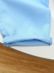 SHEIN Young Boy Plain Simple Style Casual Pants, Suitable For School, Party And Other Occasions, Keeps Fashion - Blue - View 7