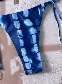 Swim Vcay 2pcs/Set Women Summer Random Print Spaghetti Strap Metal Decor Sexy Bikini Set