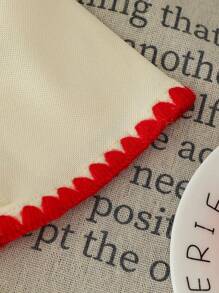 Young Girls' Fashion Solid Color Strawberry Embroidered Lapel Short Sleeve A-Line Elastic Waist Casual Dress, Suitable For Daily Wear, Summer Summer Holiday