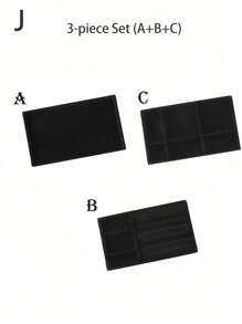 天鹅绒珠宝托盘，大容量珠宝收纳盒，带独立隔层，可堆叠珠宝展示架，可放置耳环、项链、手镯、戒指、发夹、发带等。 - 黑色 - 查看 12