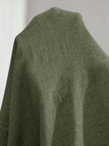 EMERY ROSE Plus Size Button Decor Minimalist Casual Shorts, Suitable For Commuting & Everyday Wear Spring Vacation Linen - Army Green - View 10