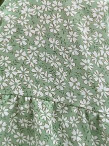 SHEIN Váy hoa giản dị cổ chữ V cho bà bầu đi nghỉ - màu xanh lá - Xem 7