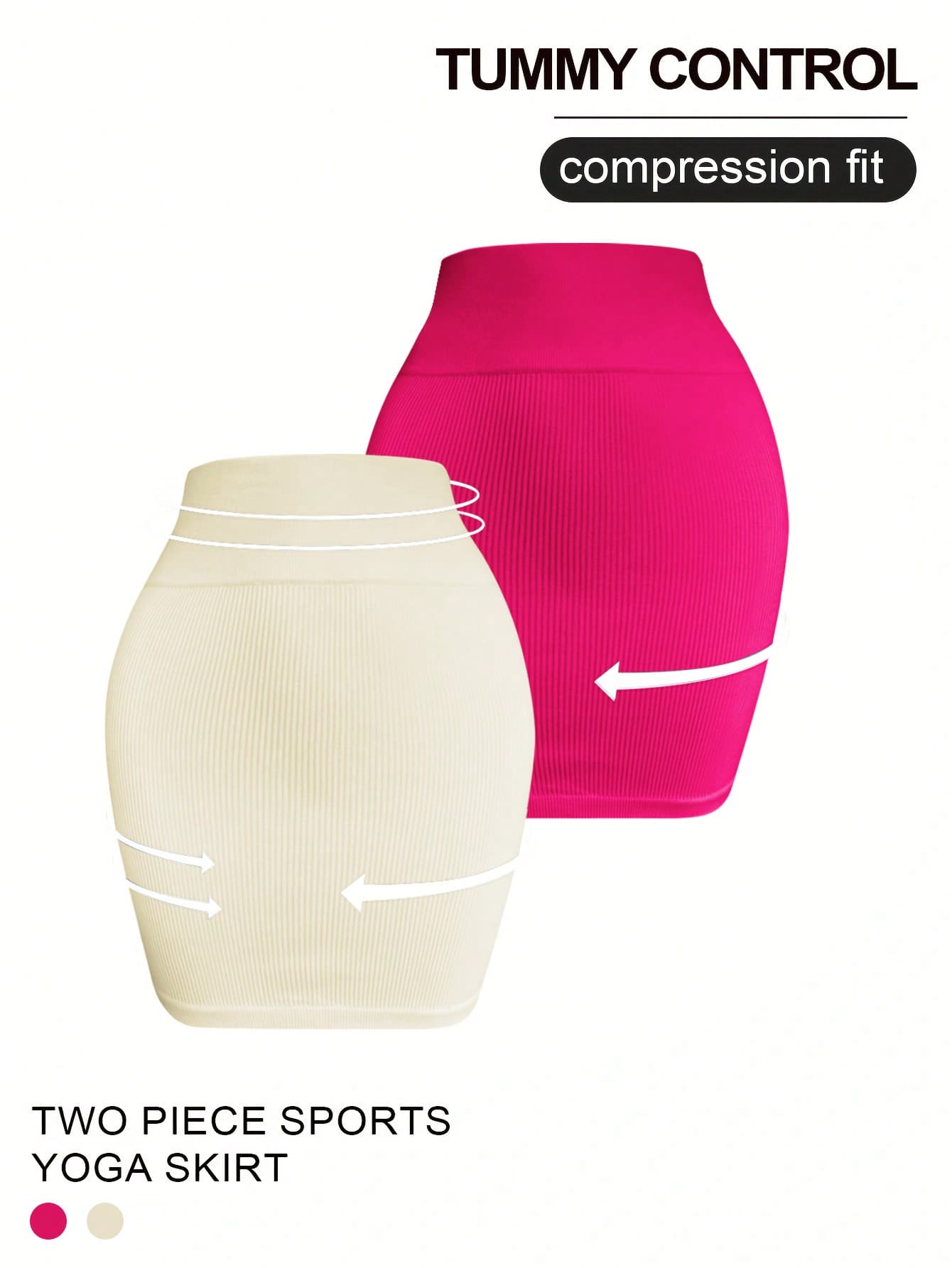 Easithlete 2 件套女士纯色罗纹运动迷你裙套装，适合日常健身