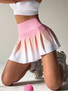 CourtClass Spring/Summer Double Layer Mesh Splice Hidden Zipper Pocket Shorts With Inner Liner Sports Skirt - White - View 6