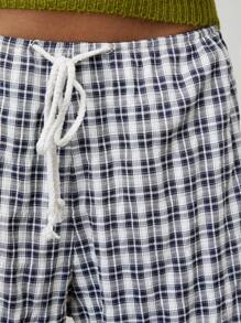 COUREZ Low Rise Check Jorts /Summer Outfits For Women Spring Summer Shorts/Y2K/Casual Vintage - Navy Blue - View 4