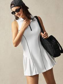 VARSIVA 女士拉链无袖休闲健身运动连衣裙 - 白色 - 查看 4