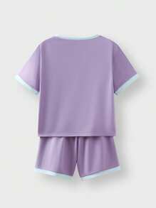 JNSQ Conjunto de camiseta e shorts esportivos casuais para meninas adolescentes de volta às aulas