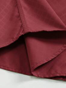 Manfinity Homme Men's Plaid Single Breasted Casual/Office Wear Long Sleeve Shirt - Burgundy - View 4