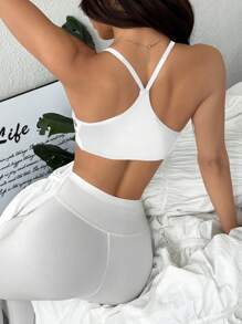Slayform Women's Summer Lightweight Breathable Crossover Wrap Around Sports Bra - White - View 2