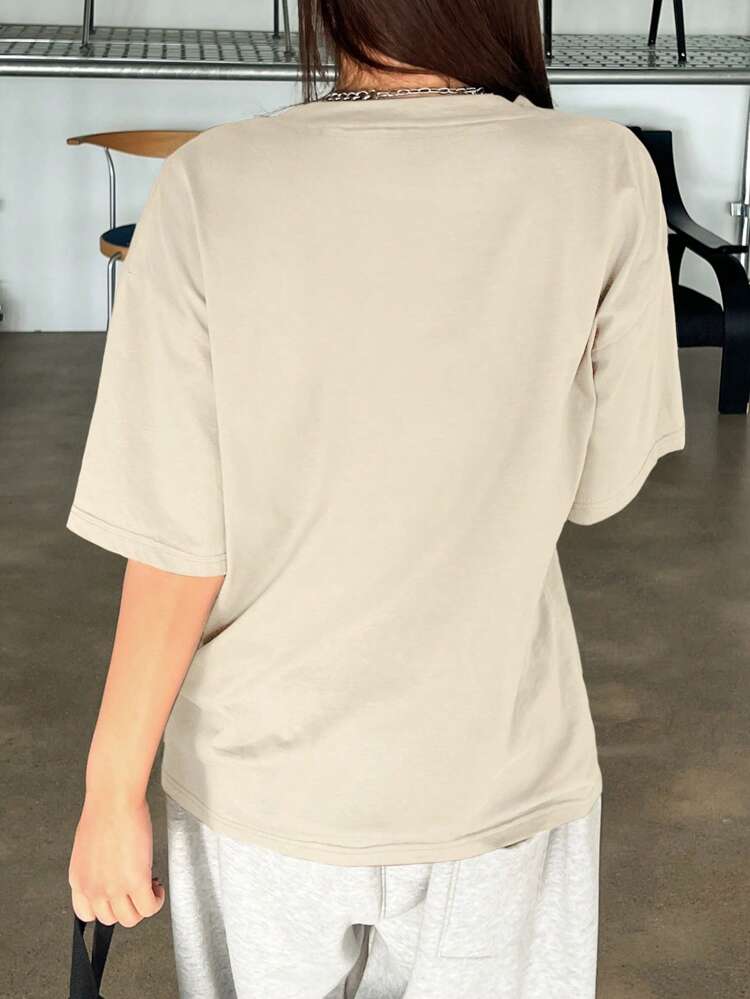 Short Sleeve T-Shirt With Letter Embroidery Oversized T-Shirt