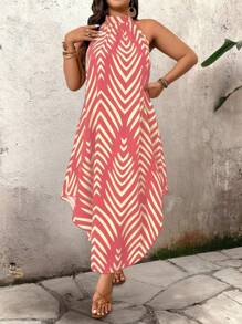 SHEIN LUNE Plus Size Sleeveless Minimalist Stylish Dress, Suitable For Summer