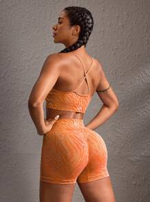 Powerista Conjunto de top deportivo y shorts de moda minimalista para mujer, uso casual y diario para hacer ejercicio