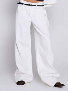 MUSERA Low Rise Straight Leg Pocketed Denim Jeans With Belt Loops Only Spring Summer