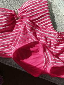 Comfortcana 2 件套夏季女式露背上衣和超短裤套装，时尚 - 玫紅色 - 查看 5