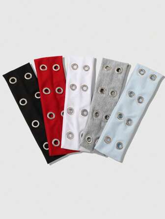 Grunge Punk 5pcs Solid Color Metallic Punk Y2K Edgy Sporty Headbands, Versatile Fashion Accessory For Girls, Suitable For Daily Life, Street Dance, Outdoor Activities, Decorative Matching Hair Band Turban Headband Sweatband