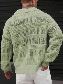 Manfinity Homme Jersey informal de hombre de manga larga estilo hombro caído, de unicolor y diseño calado