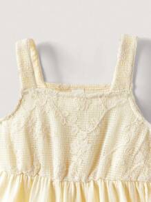 SHEIN Young Girls Embroidered Sleeveless Dress For Summer - Beige - View 9