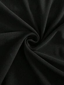 SHEIN Maternity Casual Black Knitted Fabric Sleeveless Scoop Neck Backless Semi-Sheer Short Jumpsuit For Comfortable Everyday Wear - Black - View 8