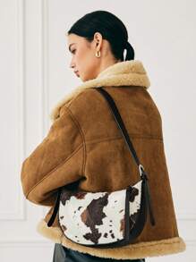 SHECARRY Women Fashion Casual Cow Print Shoulder Bag, Casual Cow Print Pattern Purse For Women