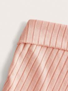 SHEIN EZwear Damen Große Größen 2-teiliges Set - Hellrosa gestricktes Bandeau-Top und weite Hose - Babypink - Übersicht 7