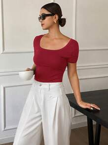 Siren Gaze Summer Casual Textured Back Tie Short Sleeve T-Shirt Summer T-Shirt Summer Outfits For Women Vacation Outfits Women Holiday Outfits Summer Outfits Graduation Outfit  4th Of July Western Wear Women Beach Outfits For Woman