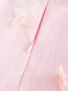 SHEIN MOD Vestido de vacaciones con decoración de flor 3D en color rosa, con tirantes de espagueti en unicolor, moda para el verano