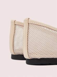 CUCCOO DOLLMOD Bailarinas con lazo decorativo y suela suave tipo francesas, mocasines de serraje con punta cuadrada para mujer - Albaricoque - Ver 8