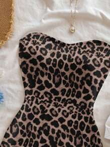 Soleia Seksowna sukienka plażowa mini w panterkę dla kobiet, odpowiednia na lato - Wielokolorowe - Zobacz 4