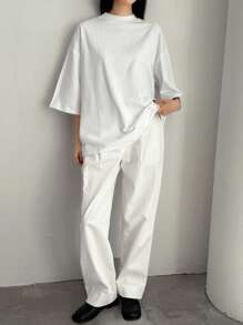 Dazy-Less Losse, casual, minimalistische T-shirt met korte mouwen voor vrouwen in Old Money-stijl, casual, oversized T-shirt voor vrouwen