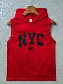 男童休闲连帽宽松无袖套头针织衫