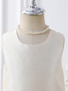 SHEIN Spring/Summer Young Girls' Party Dress, Elegant High-End 3D Rose Decor A-Line Ruffles Dress, Soft Chiffon Material