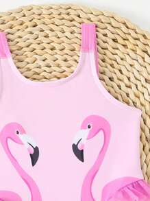 SHEIN Baby Girl Ruffled Hem Flamingo Print One-Piece Swimsuit Baby Girls Clothing Summer Baby Summer Clothes Girl Baby Girl Clothes For Summer Cheap Baby Girl Clothes Baby Girl Clothing