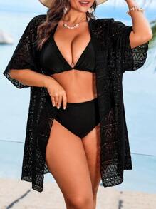Swim Vcay Copricostume cardigan in stile kimono oversize in maglia e pizzo, perfetto per l'estate in spiaggia, taglia comoda