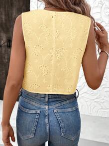 SHEIN LUNE Camisa de mujer con chaleco bordada de manera romántica para primavera