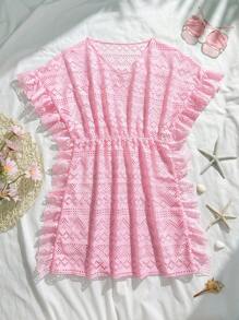 Cubrecuerpo de playa para niña preadolescente, liso y calado