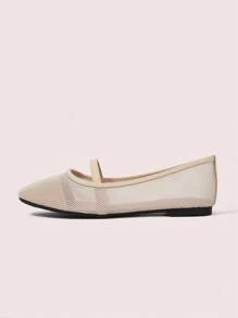 CUCCOO DOLLMOD Bailarinas con lazo decorativo y suela suave tipo francesas, mocasines de serraje con punta cuadrada para mujer - Albaricoque - Ver 6