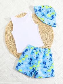 Young Boys Swimwear - Two Pieces Swimwear With Front Printed Top Young Boys 2 Pieces - Multicolor - View 2