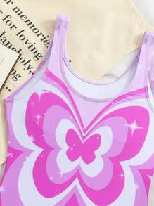 SHEIN Tween Girls Butterfly Print One-Piece Swimsuit - Multicolor - View 5